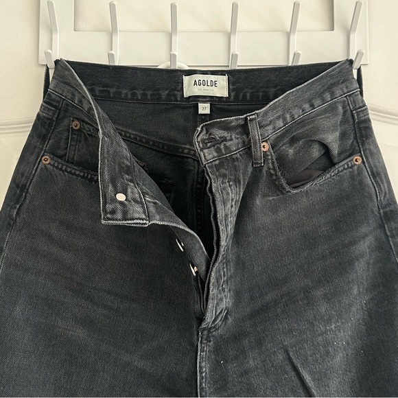 Agolde distressed black washed straight leg jeans size 27 - Picture 2 of 3